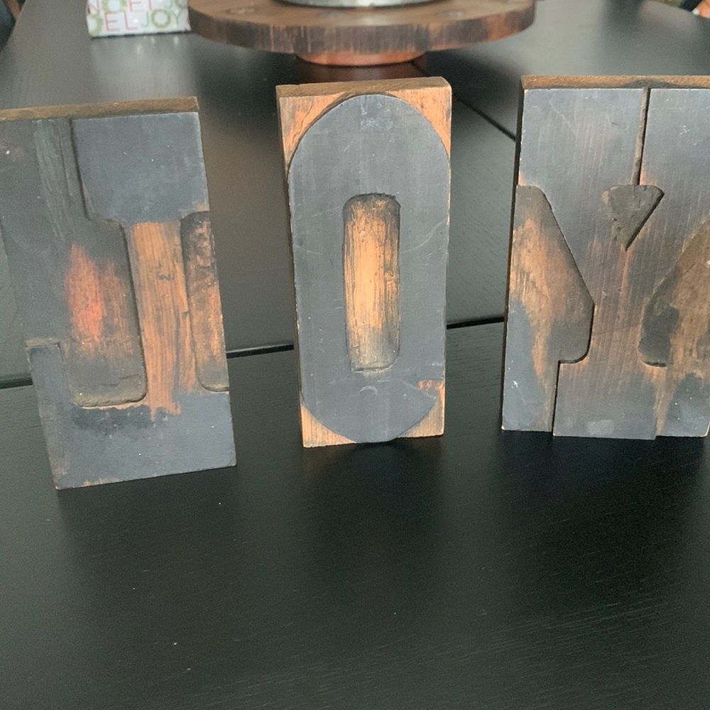 Old printer block letters JOY